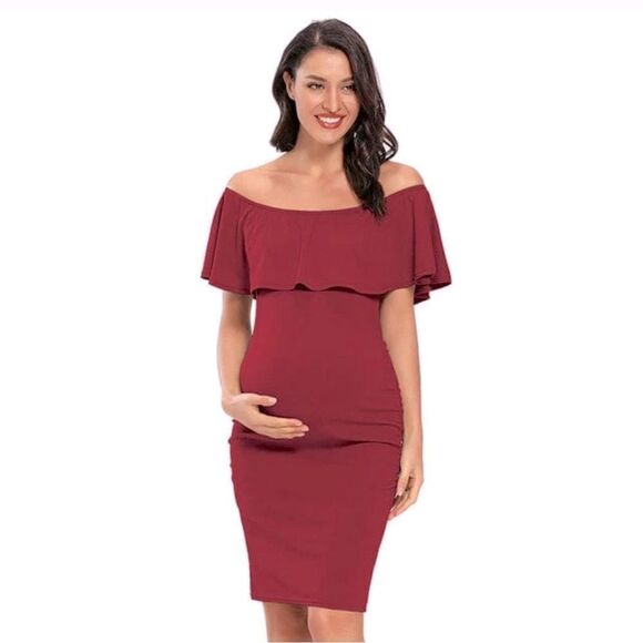 Miss Qee Off Shoulder Maternity Dress - Picture 1 of 7